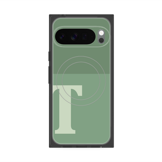 プレミアムスクエアケース with Pixelsnap［ オリジナル - initial two tone - T green ］