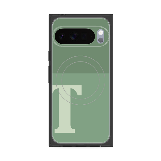 プレミアムスクエアケース with Pixelsnap［ オリジナル - initial two tone - T green ］