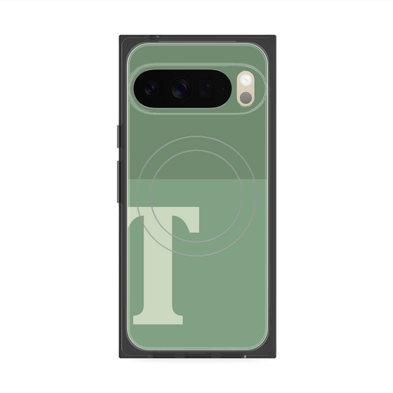 プレミアムスクエアケース with Pixelsnap［ オリジナル - initial two tone - T green ］