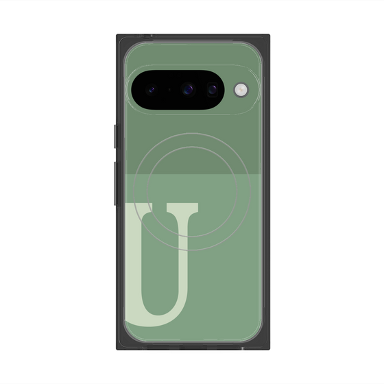 プレミアムスクエアケース with Pixelsnap［ オリジナル - initial two tone - U green ］
