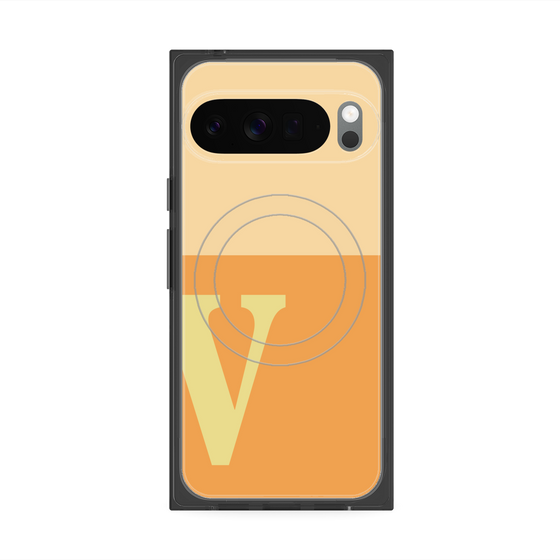 プレミアムスクエアケース with Pixelsnap［ オリジナル - initial two tone - V orange ］