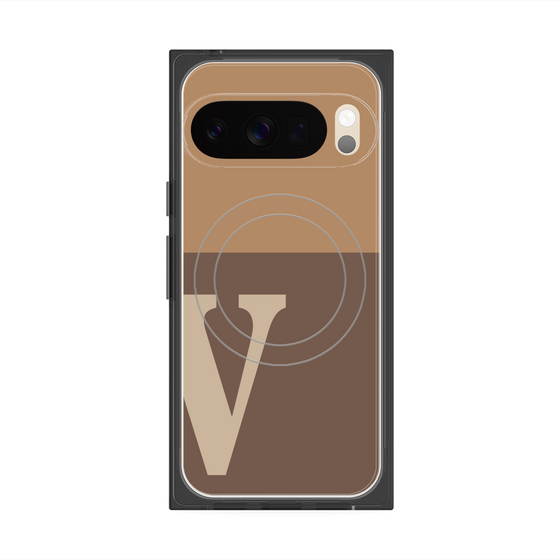 プレミアムスクエアケース with Pixelsnap［ オリジナル - initial two tone - V brown ］