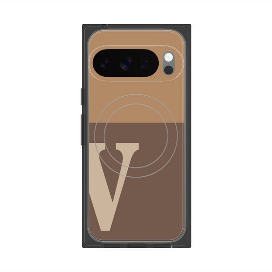 プレミアムスクエアケース with Pixelsnap［ オリジナル - initial two tone - V brown ］