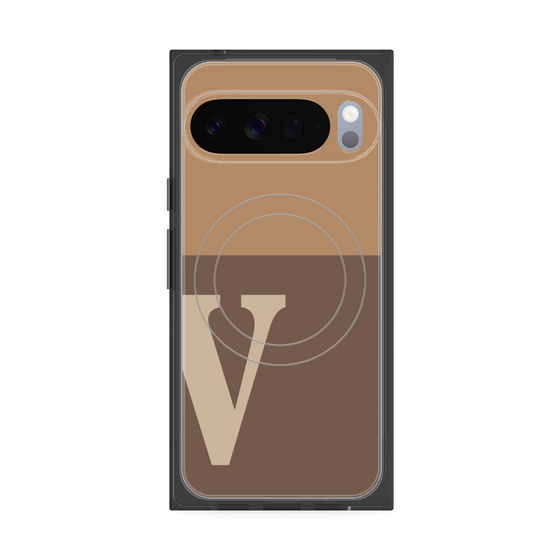 プレミアムスクエアケース with Pixelsnap［ オリジナル - initial two tone - V brown ］