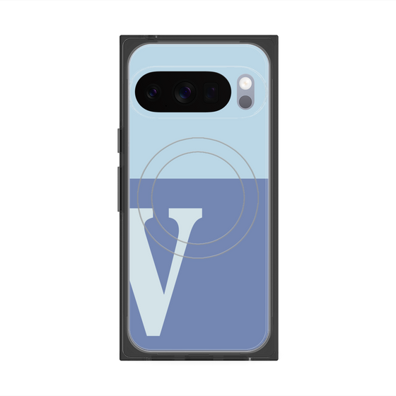 プレミアムスクエアケース with Pixelsnap［ オリジナル - initial two tone - V blue ］