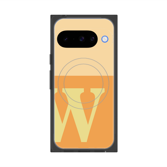 プレミアムスクエアケース with Pixelsnap［ オリジナル - initial two tone - W orange ］