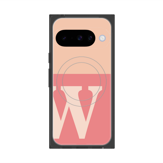 プレミアムスクエアケース with Pixelsnap［ オリジナル - initial two tone - W pink ］