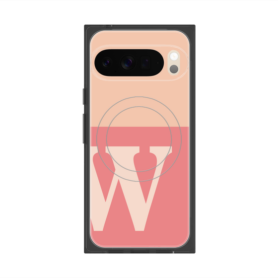 プレミアムスクエアケース with Pixelsnap［ オリジナル - initial two tone - W pink ］
