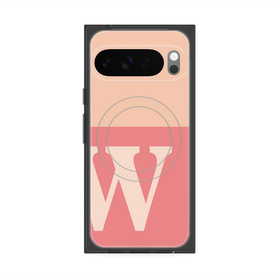 プレミアムスクエアケース with Pixelsnap［ オリジナル - initial two tone - W pink ］
