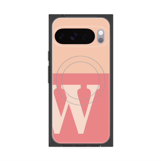 プレミアムスクエアケース with Pixelsnap［ オリジナル - initial two tone - W pink ］