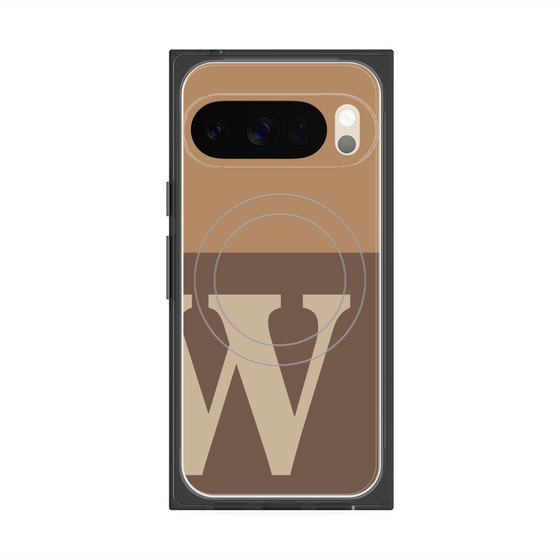 プレミアムスクエアケース with Pixelsnap［ オリジナル - initial two tone - W brown ］