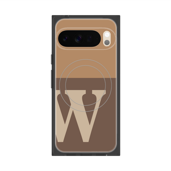 プレミアムスクエアケース with Pixelsnap［ オリジナル - initial two tone - W brown ］
