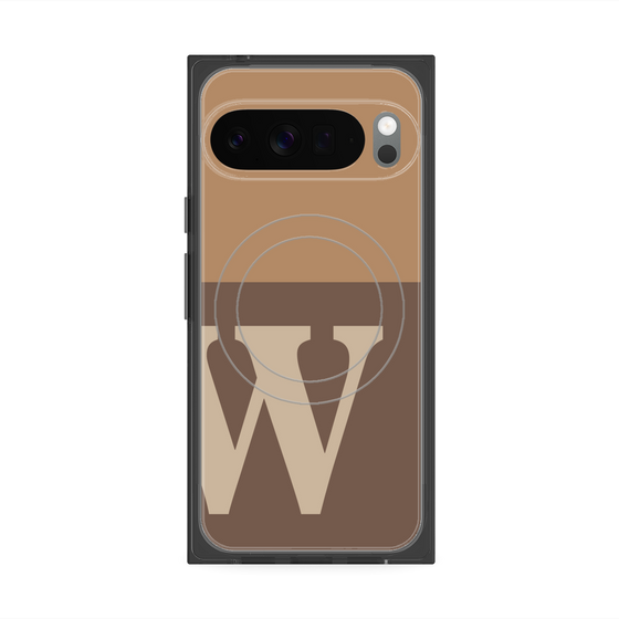 プレミアムスクエアケース with Pixelsnap［ オリジナル - initial two tone - W brown ］