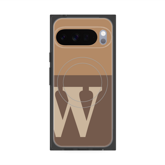 プレミアムスクエアケース with Pixelsnap［ オリジナル - initial two tone - W brown ］