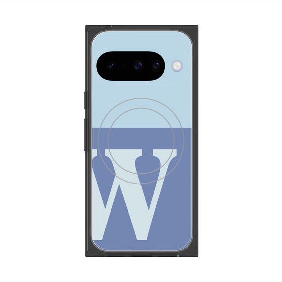 プレミアムスクエアケース with Pixelsnap［ オリジナル - initial two tone - W blue ］
