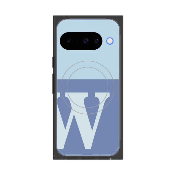 プレミアムスクエアケース with Pixelsnap［ オリジナル - initial two tone - W blue ］