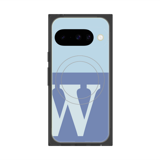 プレミアムスクエアケース with Pixelsnap［ オリジナル - initial two tone - W blue ］