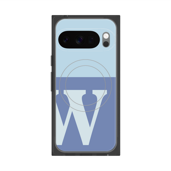 プレミアムスクエアケース with Pixelsnap［ オリジナル - initial two tone - W blue ］