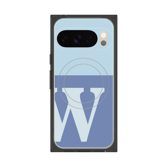 プレミアムスクエアケース with Pixelsnap［ オリジナル - initial two tone - W blue ］