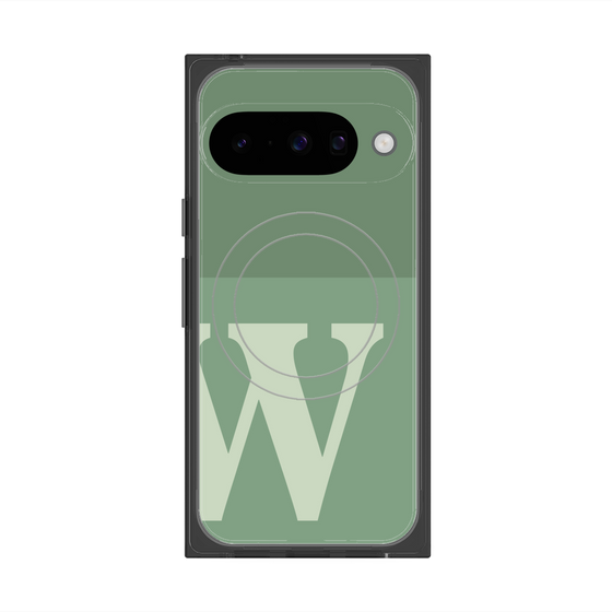 プレミアムスクエアケース with Pixelsnap［ オリジナル - initial two tone - W green ］