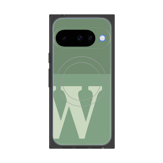 プレミアムスクエアケース with Pixelsnap［ オリジナル - initial two tone - W green ］