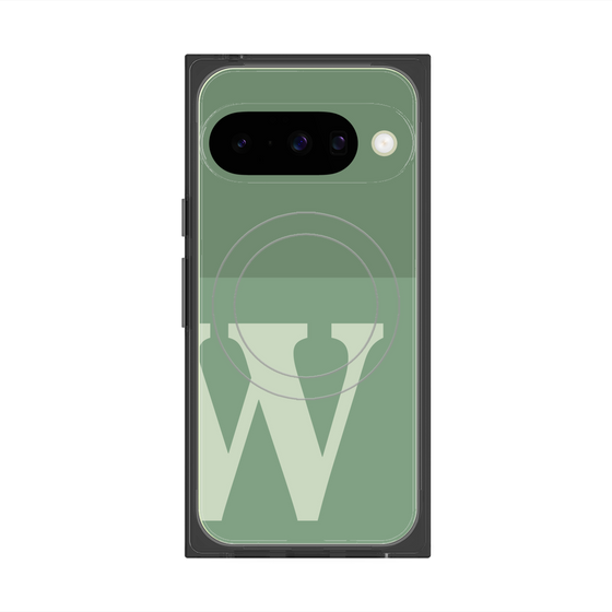 プレミアムスクエアケース with Pixelsnap［ オリジナル - initial two tone - W green ］
