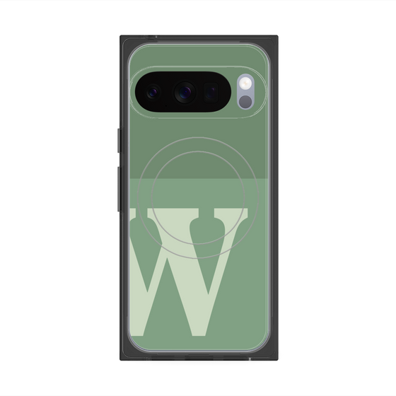 プレミアムスクエアケース with Pixelsnap［ オリジナル - initial two tone - W green ］