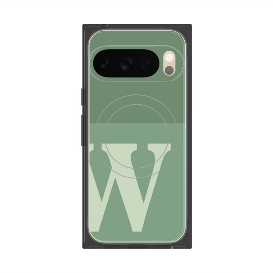 プレミアムスクエアケース with Pixelsnap［ オリジナル - initial two tone - W green ］