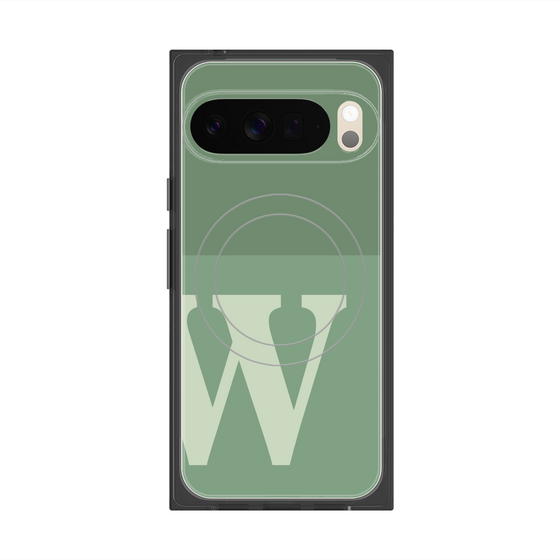 プレミアムスクエアケース with Pixelsnap［ オリジナル - initial two tone - W green ］