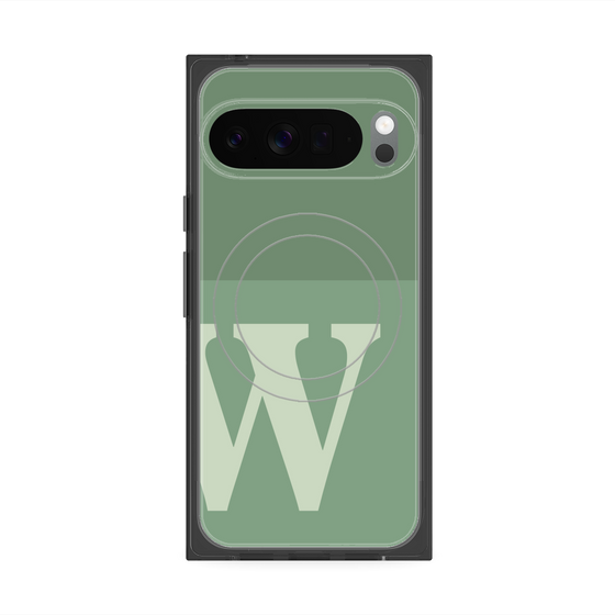 プレミアムスクエアケース with Pixelsnap［ オリジナル - initial two tone - W green ］