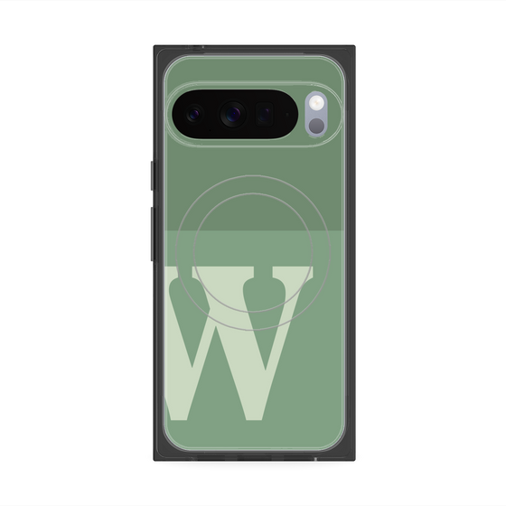 プレミアムスクエアケース with Pixelsnap［ オリジナル - initial two tone - W green ］