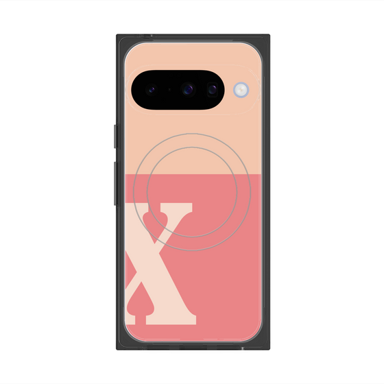 プレミアムスクエアケース with Pixelsnap［ オリジナル - initial two tone - X pink ］