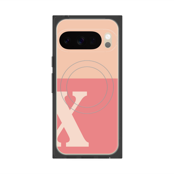 プレミアムスクエアケース with Pixelsnap［ オリジナル - initial two tone - X pink ］