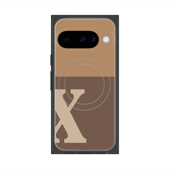 プレミアムスクエアケース with Pixelsnap［ オリジナル - initial two tone - X brown ］