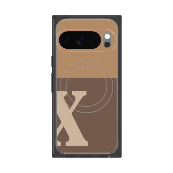 プレミアムスクエアケース with Pixelsnap［ オリジナル - initial two tone - X brown ］