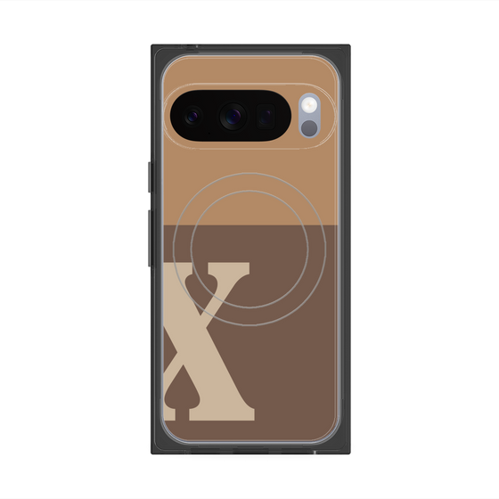 プレミアムスクエアケース with Pixelsnap［ オリジナル - initial two tone - X brown ］