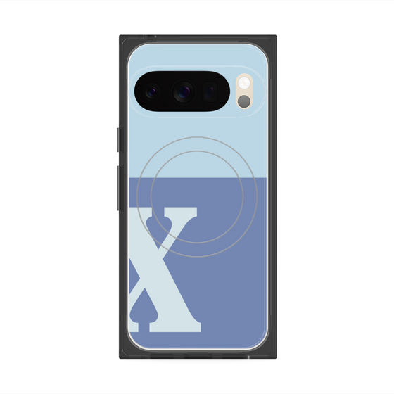 プレミアムスクエアケース with Pixelsnap［ オリジナル - initial two tone - X blue ］