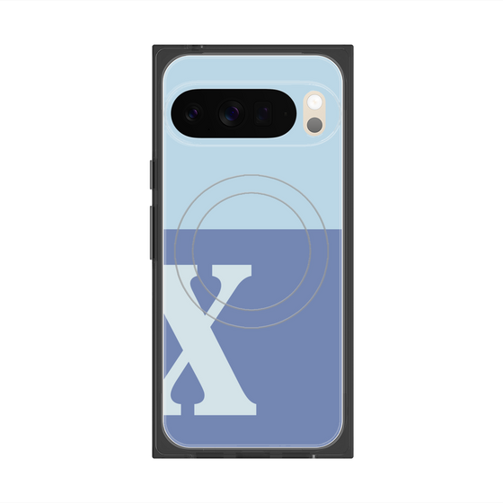 プレミアムスクエアケース with Pixelsnap［ オリジナル - initial two tone - X blue ］