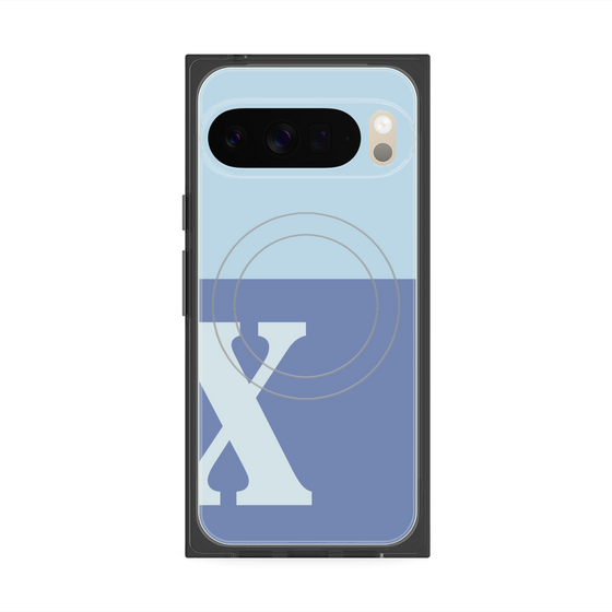 プレミアムスクエアケース with Pixelsnap［ オリジナル - initial two tone - X blue ］