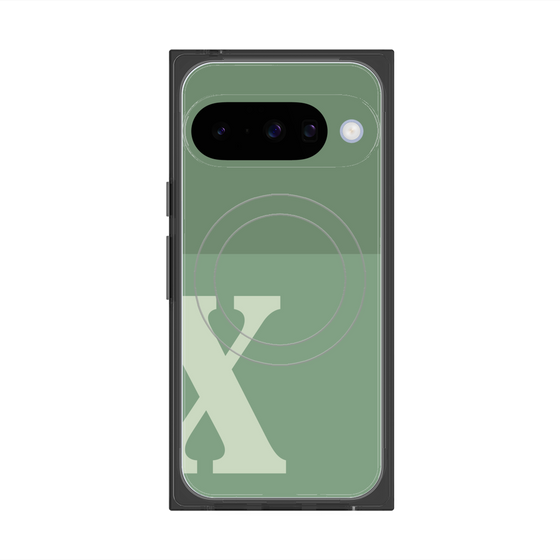 プレミアムスクエアケース with Pixelsnap［ オリジナル - initial two tone - X green ］