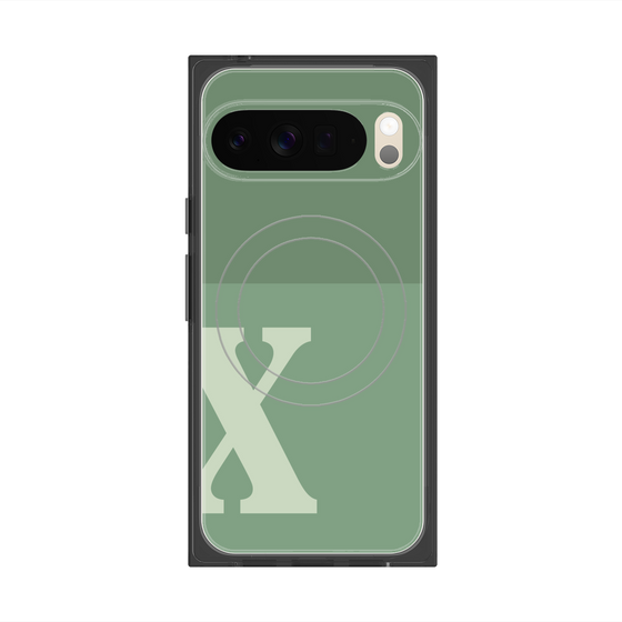 プレミアムスクエアケース with Pixelsnap［ オリジナル - initial two tone - X green ］