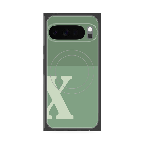 プレミアムスクエアケース with Pixelsnap［ オリジナル - initial two tone - X green ］