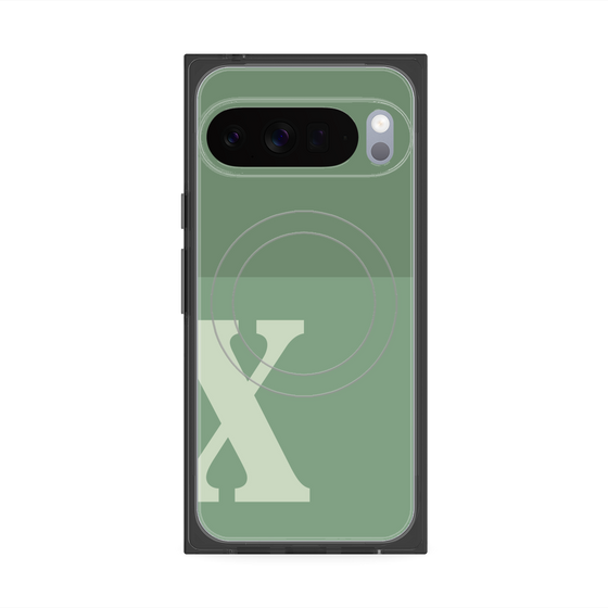 プレミアムスクエアケース with Pixelsnap［ オリジナル - initial two tone - X green ］