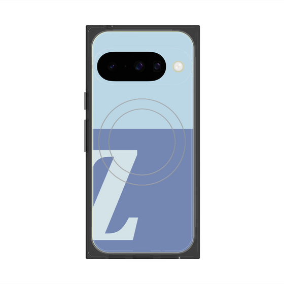 プレミアムスクエアケース with Pixelsnap［ オリジナル - initial two tone - Z blue ］