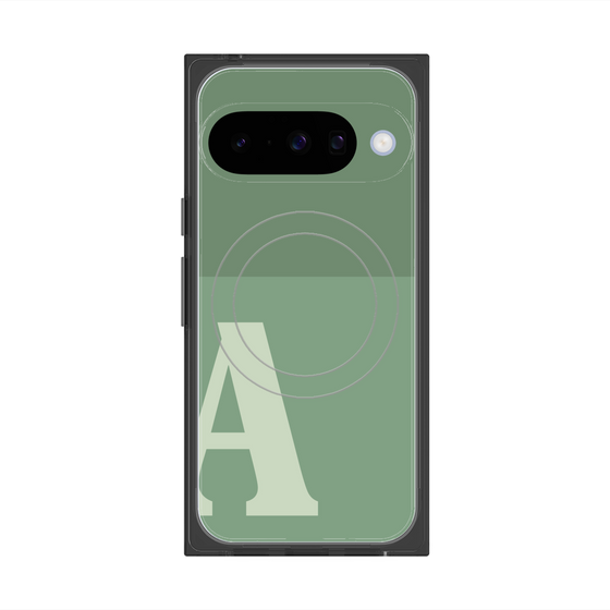プレミアムスクエアケース with Pixelsnap［ オリジナル - initial two tone - A green ］