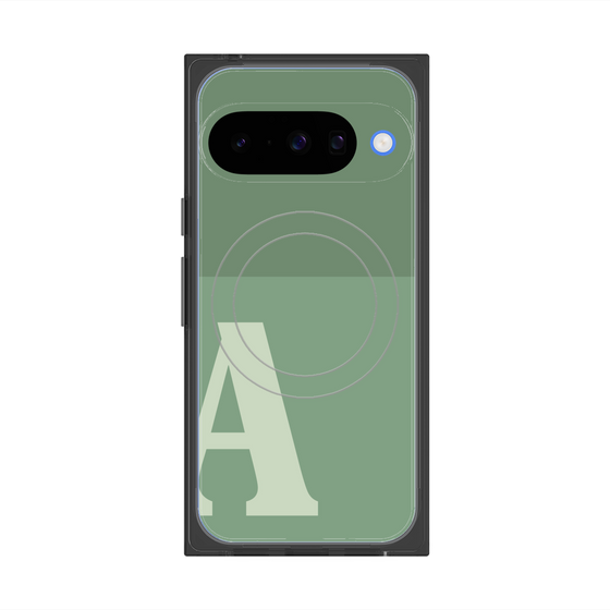 プレミアムスクエアケース with Pixelsnap［ オリジナル - initial two tone - A green ］