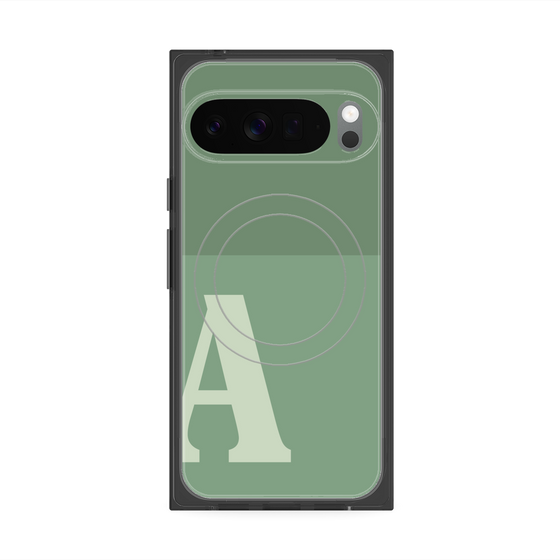 プレミアムスクエアケース with Pixelsnap［ オリジナル - initial two tone - A green ］