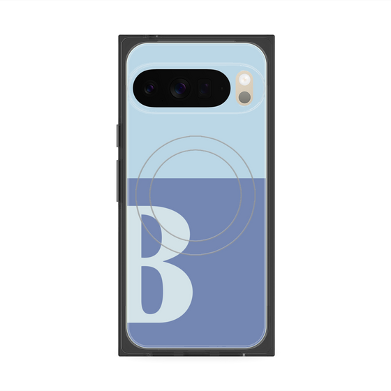 プレミアムスクエアケース with Pixelsnap［ オリジナル - initial two tone - B blue ］