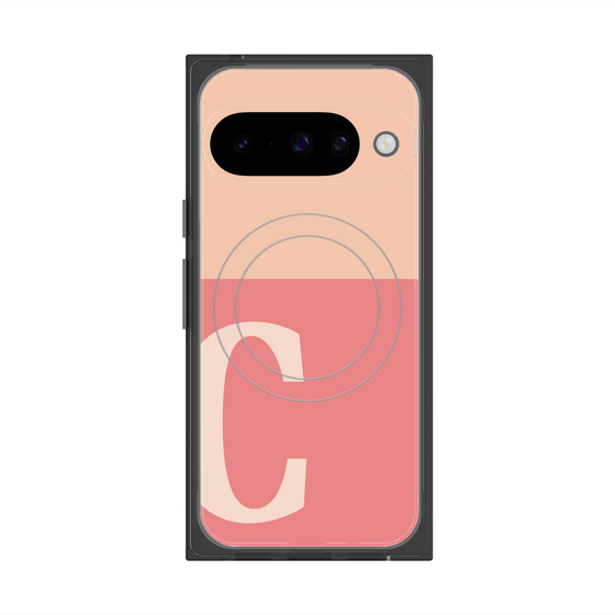 プレミアムスクエアケース with Pixelsnap［ オリジナル - initial two tone - C pink ］