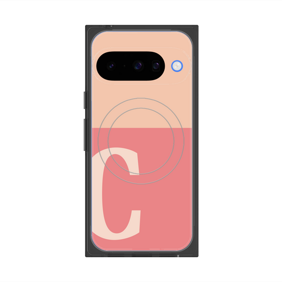 プレミアムスクエアケース with Pixelsnap［ オリジナル - initial two tone - C pink ］